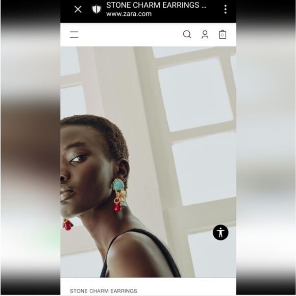 New ZARA  Gold and Turquoise Stone Dangle Charm Earrings - Picture 2 of 11